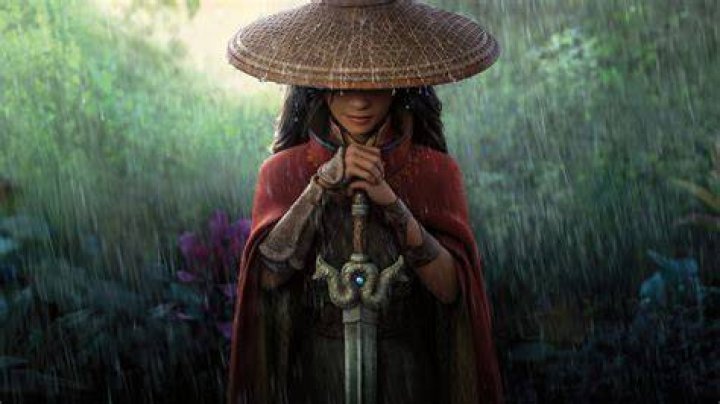 Raya standing in the rain from Raya And The Last Dragon