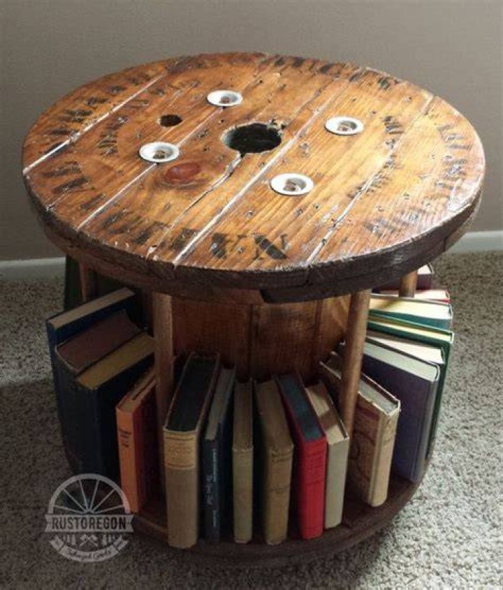 Reclaimed Wooden Spools end table