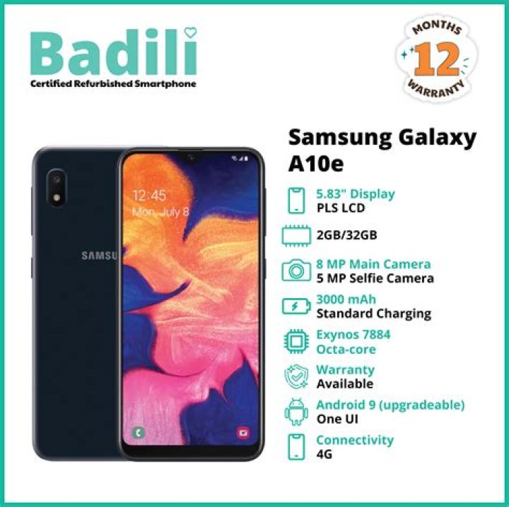 Refurbished Samsung Galaxy A10e 32GB A102U GSM Unlocked Phone Black