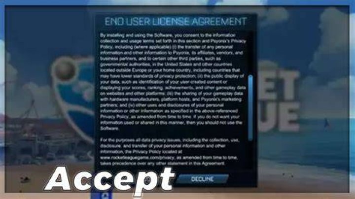 rocket league, license agreement, bug, glitch, queue, online, playlists, match, update, can't, won't, server, agree, ok, read and agree