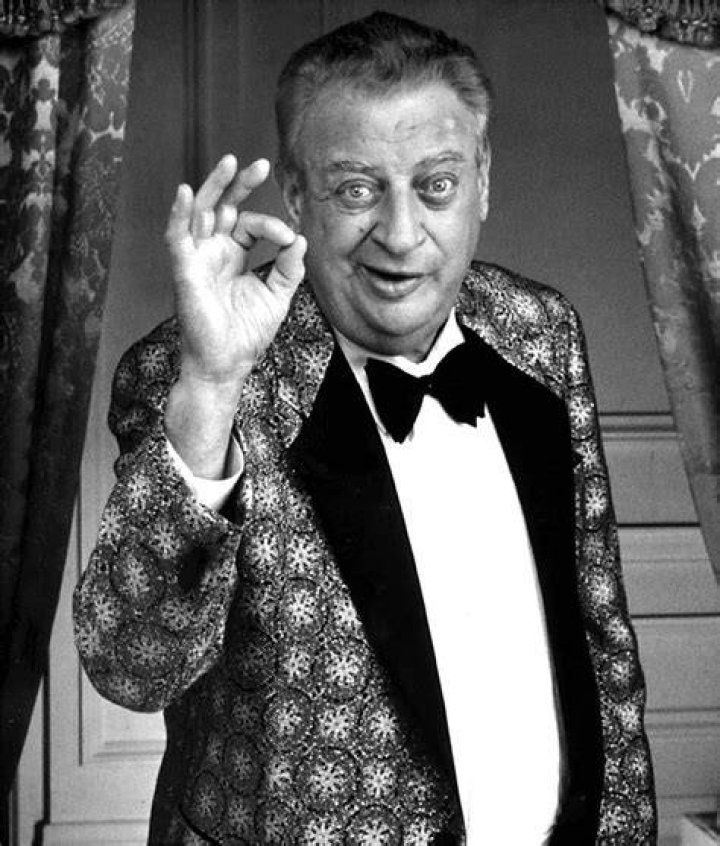 Rodney Dangerfield, black and white photo, man holding a briefcase in The Killing