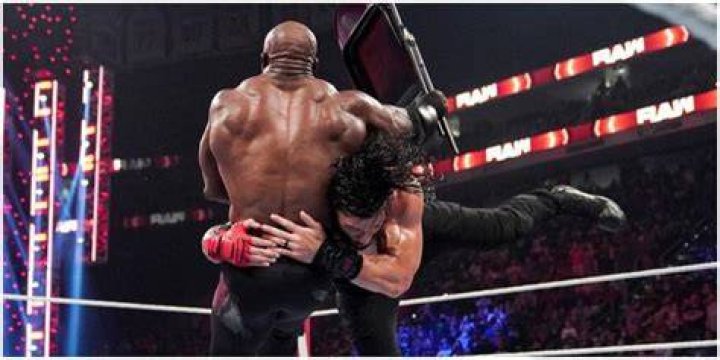 Roman Reigns spearing Bobby Lashley