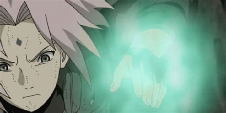 Sakura channeling chakra into her hand in Naruto Shippuden