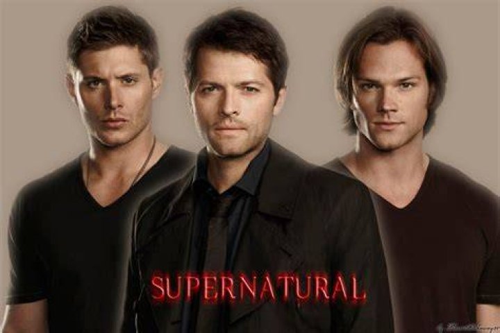 Sam, Dean and Castiel on Supernatural with hands in their pockets.