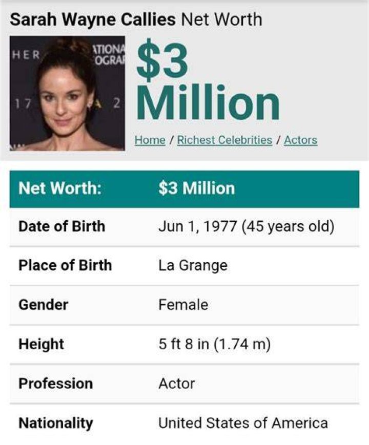 Sarah Wayne Callies net worth