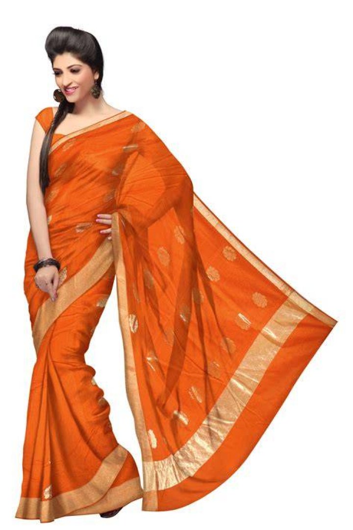 Sari, Peach, Formal wear, Textile, Tradition, Temple, Pattern, 