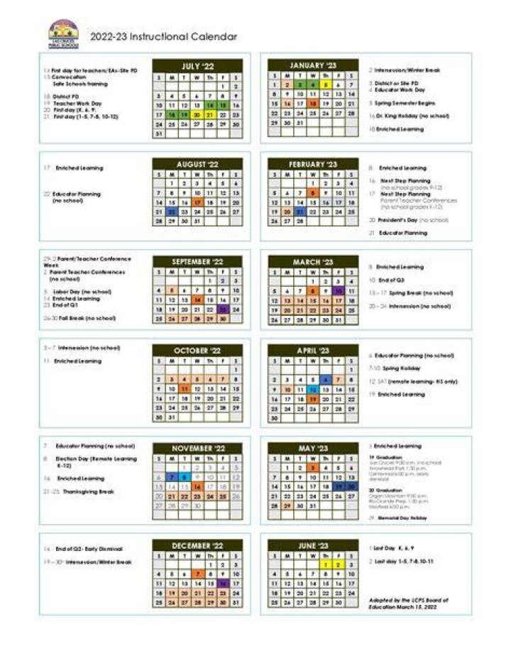 school calendar for 2022
