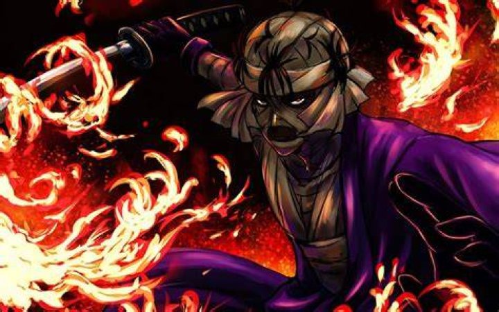 Shishio in front of fire in Jump Force