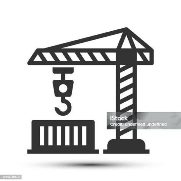 Simple crain outline icon, industry crane and lift related concept on
