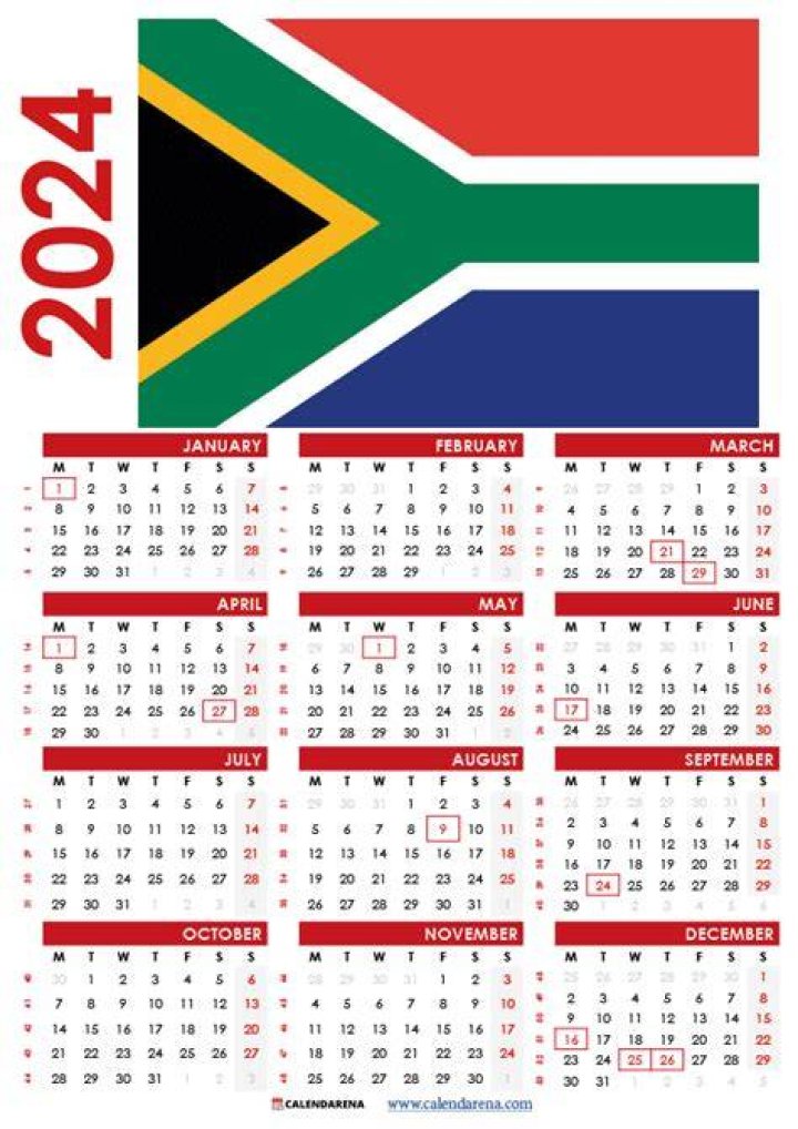 South African holidays in 2024