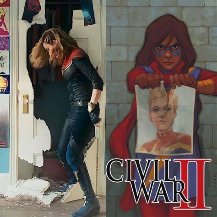 Split image of Captain Marvel, Iron Man and Doctor Strange from the MCU 1