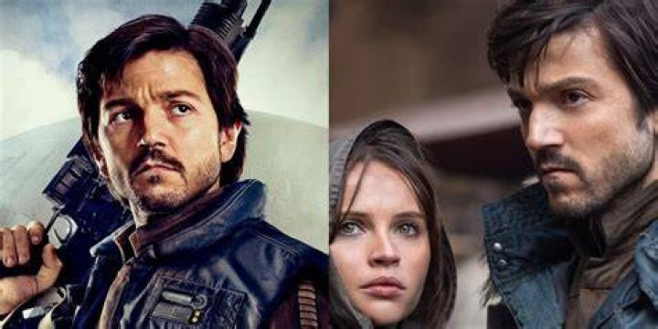 Split image of Cassian Andor wielding his blaster pistol and a close up of the AR-15