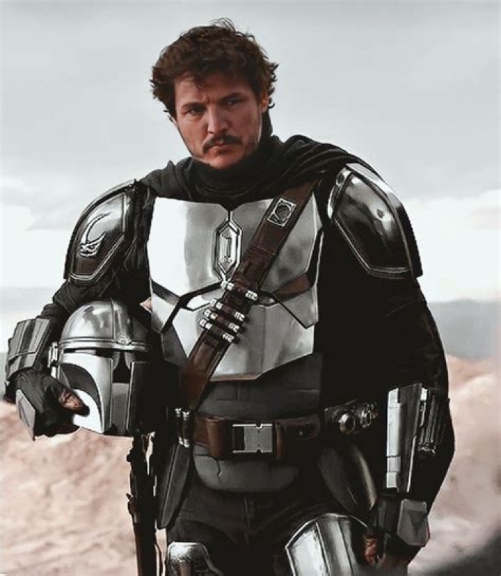 Split image of Din Djarin wielding his blaster in The Mandalorian and a Bergmann 1896