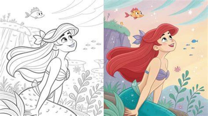 Split image showing Ariel and Pocahontas