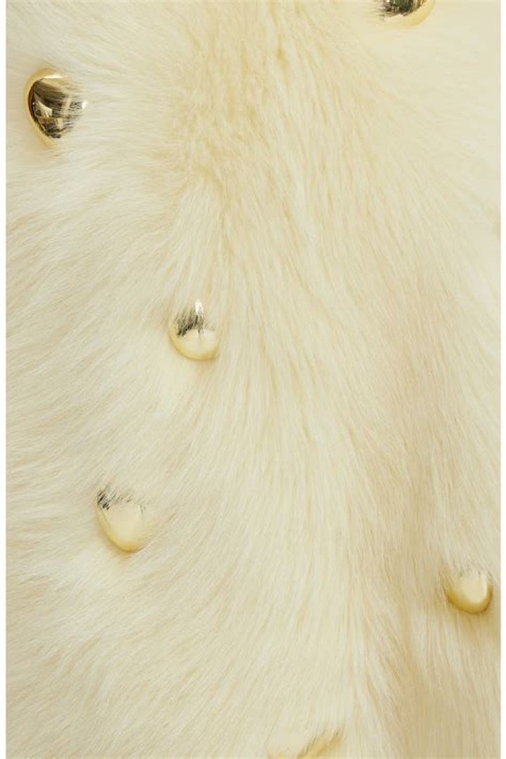 Studded Genuine Shearling Wrap Coat