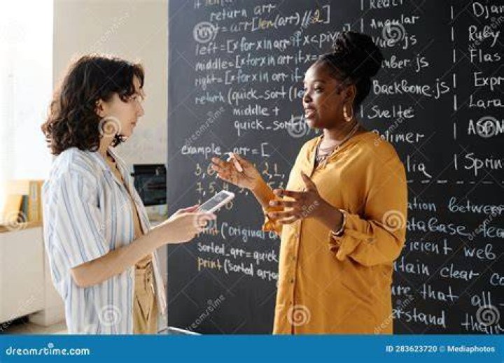 student and a teacher discussing