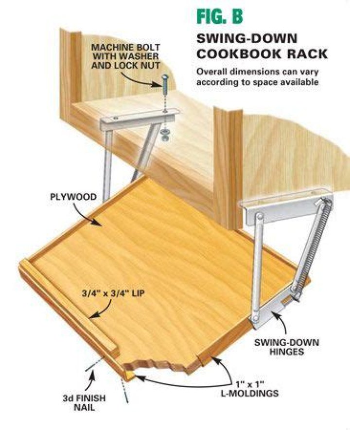 Swing Down Cookbook Rack 