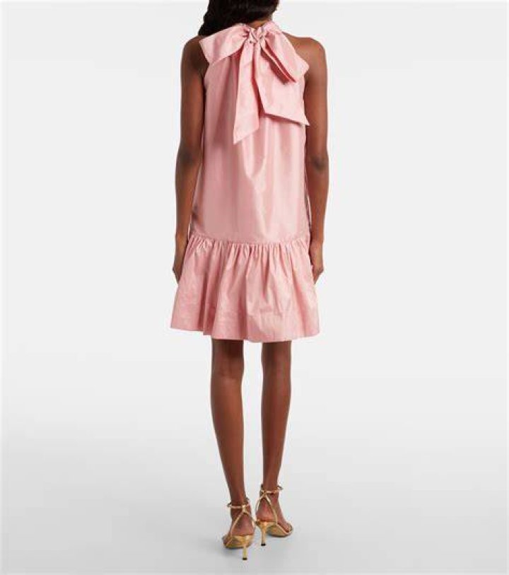 Taffeta Asymmetric Bow Minidress