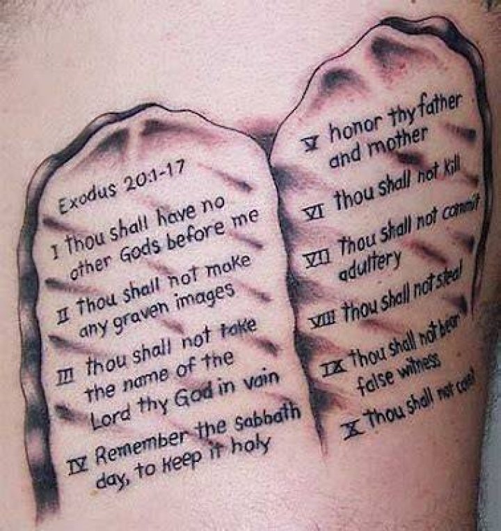 Ten commandments tattoo