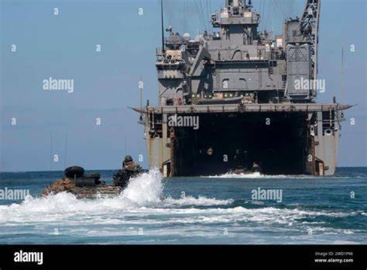 The amphibious dock landing ship USS Carter Hall and amphibious assault ship USS Bataan transit the Bab al-Mandeb strait. Photo / AP