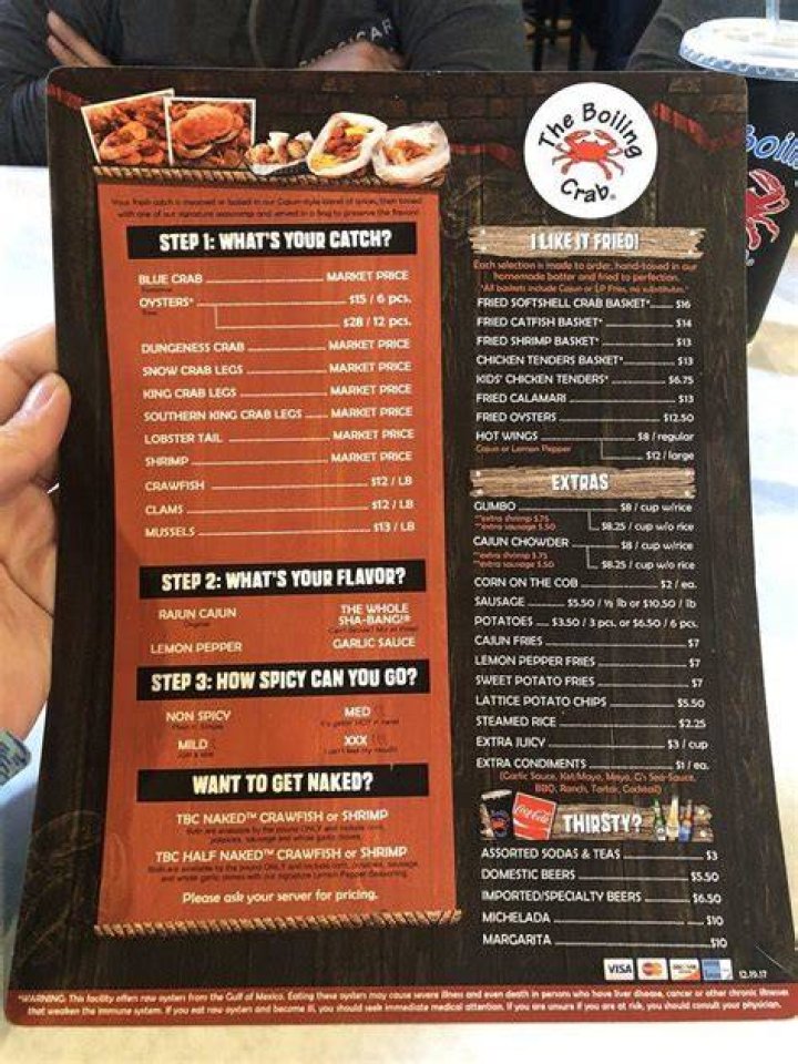 The Boiling Crab Menu, Menu for The Boiling Crab, Alhambra, Alhambra