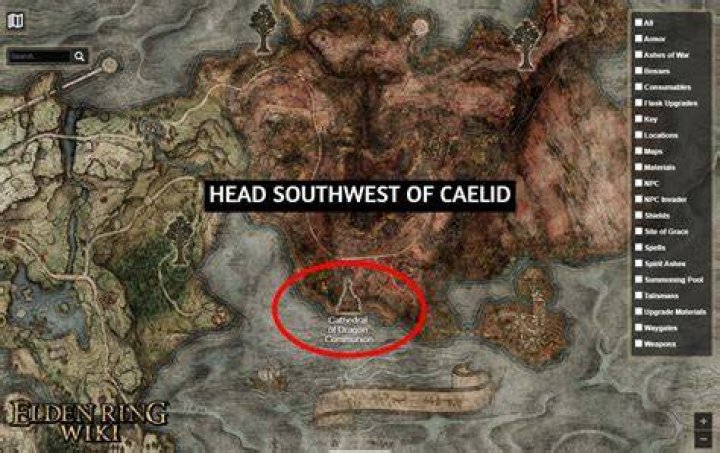 The Cathedral of Dragon Communion highlighted in Elden Ring