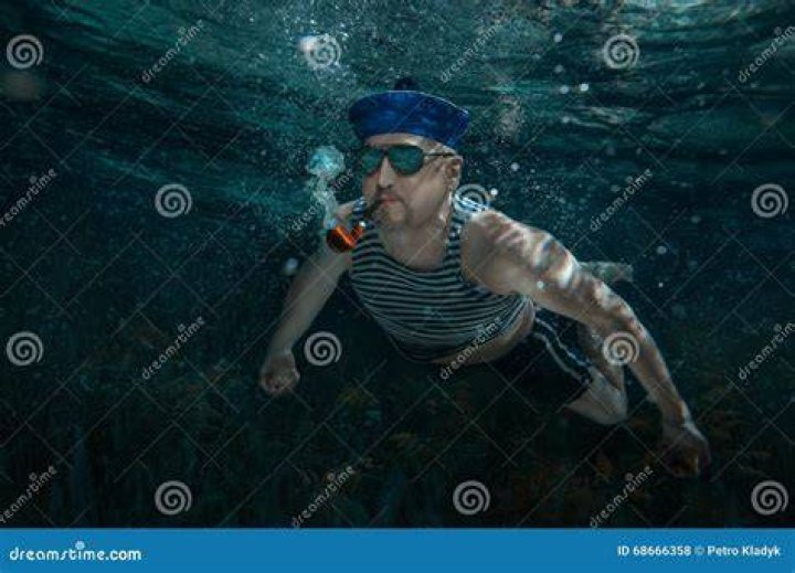The wisecracking seaman swims around his tank.