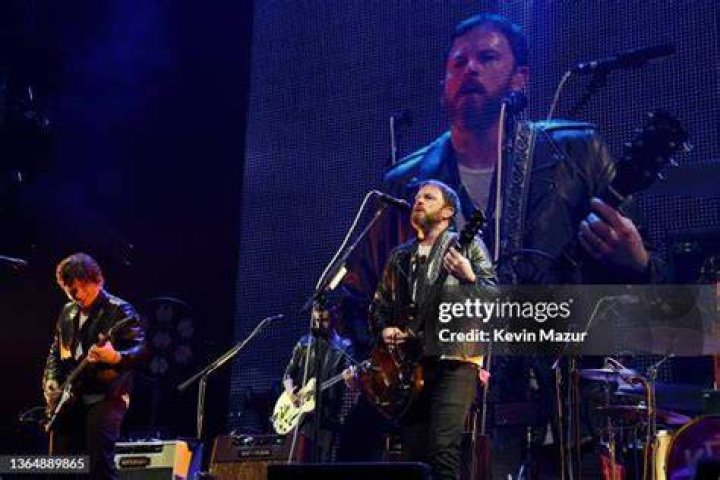 Timothy Deaux, Matthew Followill, Caleb Followill, Liam O'Neil, and Jared Followill of Kings Of Leon perform onstage at the 2022 iHeartRadio ALTer EGO presented by Capital One at The Forum on January 15, 2022 in Inglewood, California.