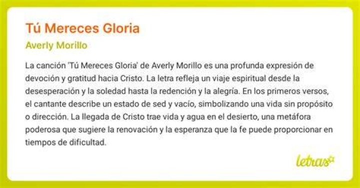 Tu Mereces Gloria by Averly Morillo