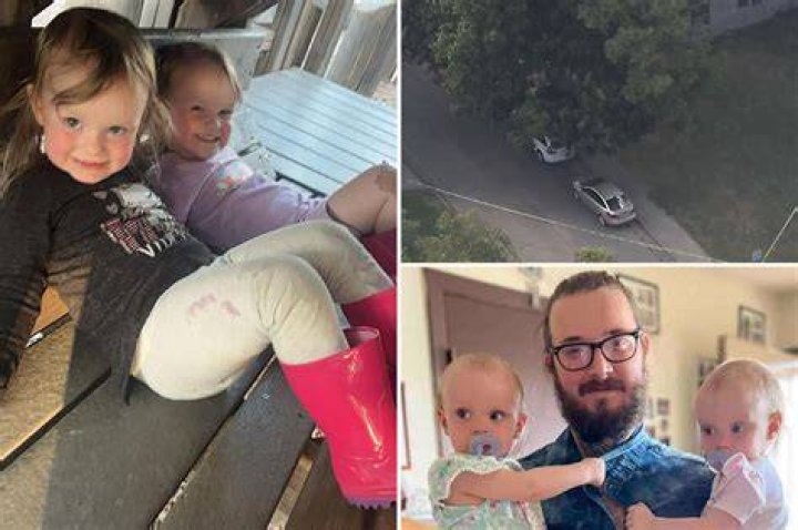 Twin toddlers were caught red-handed playing with paint
