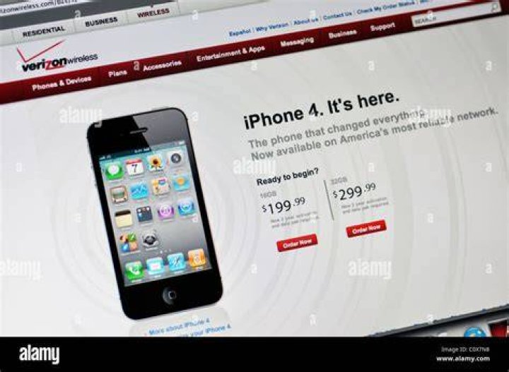 Verizon website on an iPhone