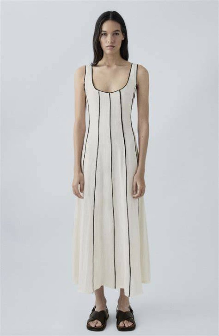 : VESTIDO TIRANTES DOBLE TONO MEZCLA LINO : VESTIDO TIRANTES DOBLE TONO MEZCLA LINO