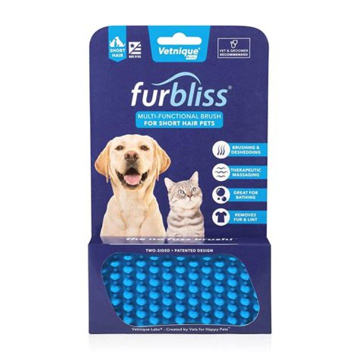 Vetnique Labs Furbliss Pet Brush for Short Hair Grooming, Deshedding, Massaging & Bathing Dog & Cat Brush