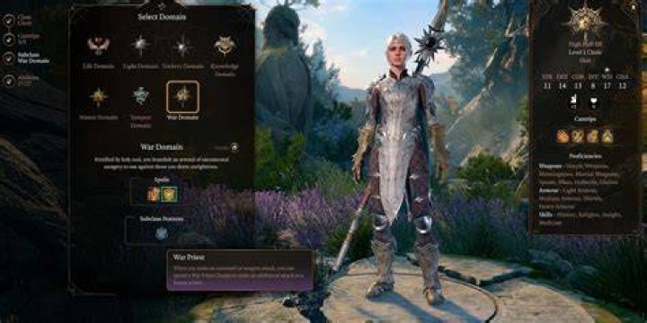 War Domain Character Screen in Baldur's Gate 3
