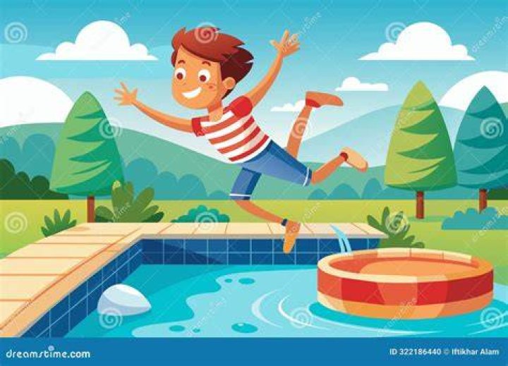 Wario jumps into a pool with funny advice in the background.