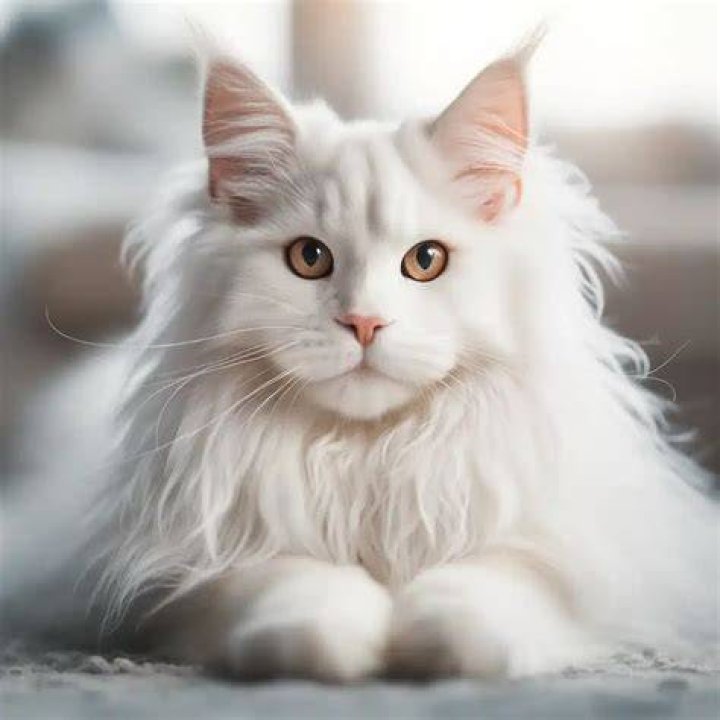 white maine coon lying