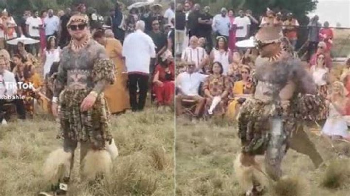 White Man in Zulu Attire Does Intense Traditional Dance Routine, Fully Tattoed Guy Has Mzansi Entertained
