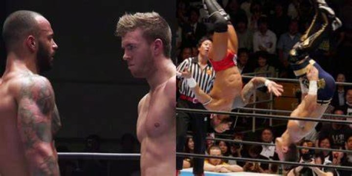 Will Ospreay and Ricochet flipping in mid-air 