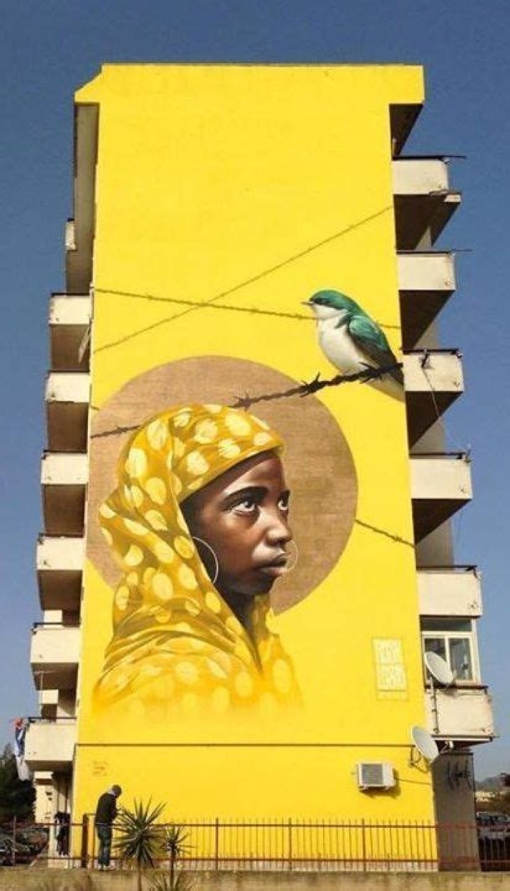 Yellow, Wall, Street art, Art, Visual arts, Plaster, Tints and shades, Mural, Yellow, Wall, Street art, Art, Visual arts, Plaster, Tints and shades, Mural,