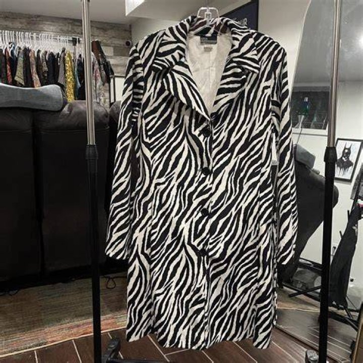 Zebra-Print Rubber-Coated Coat