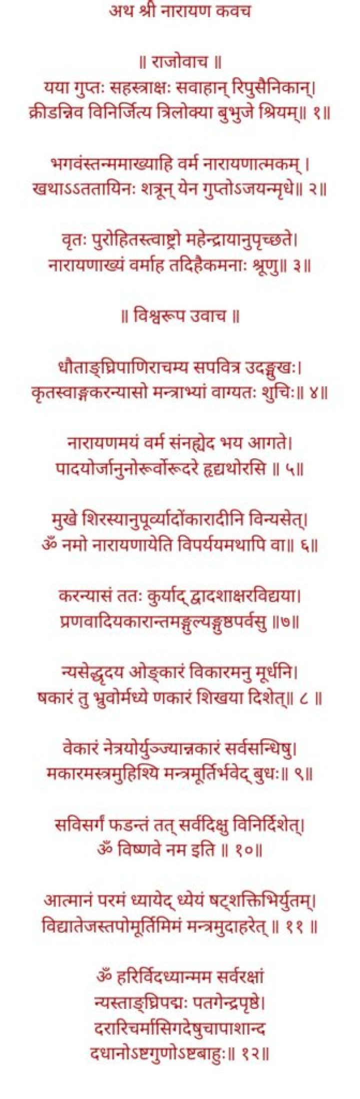 श्री नारायण कवच हिंदी अर्थ सहित | Shri Narayan Kavach with Hindi Meaning